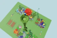 Regular robloxian on top of a tall pink lily after the blackhole event